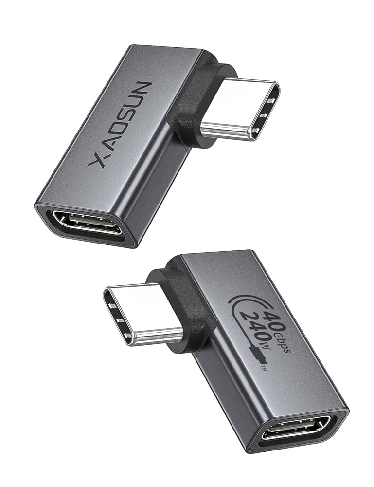 USB-C変換セット USB Type-C 角度 変換アダプター 同型2個セット USB4対応 40Gbps